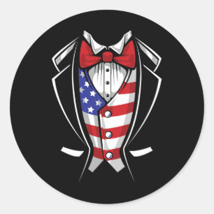 Usa Pak Tuxedo Patriottisch 4 Juli Vlag Amerika Ronde Sticker