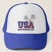 USA Palm Independence Day Trucker hoeden Trucker Pet (Voorkant)
