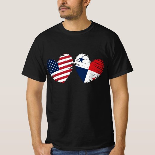 USA Panama Hart Panamese Amerikaan T-shirt (Voorkant)