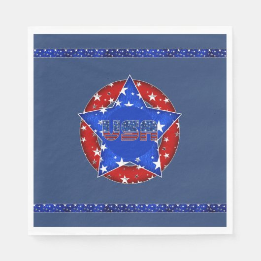 USA Paper Napkins Red, White, Blue Servet (Voorkant)