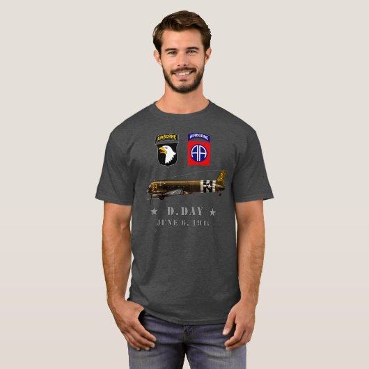 USA Paratroopers DDay WWII Normandy 82nd 101nd Air T-shirt (Voorkant volledig)
