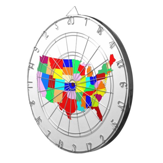 USA Patchwork Map Dartbord (Voorkant Rechts)