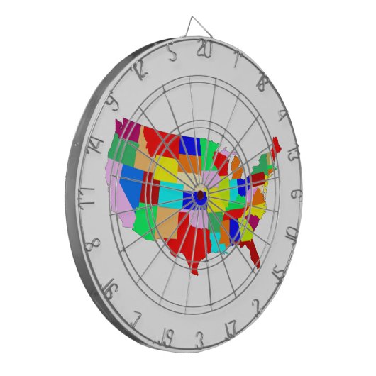 USA Patchwork Map Dartbord (Voorkant Links)