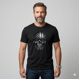 USA Patriot 1776 Schedel Amerikaanse Vlag Vervuild T-shirt