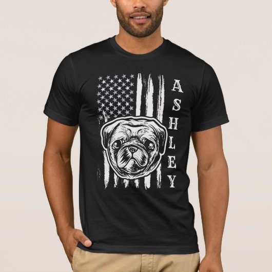 USA Patriot Pug Dog US Pet T-Shirt (Voorkant)