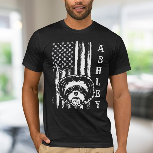 USA Patriot Shih tzu Dog US Pet T-shirt