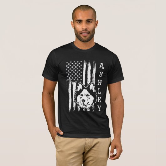 USA Patriot Siberian husky Dog US Pet T-shirt (Voorkant volledig)