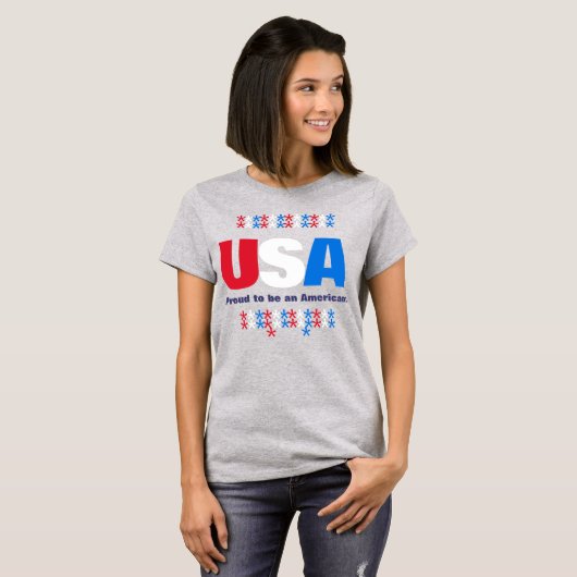 USA Patriotic 50 sterren Red White Blue T-shirt (Voorkant volledig)