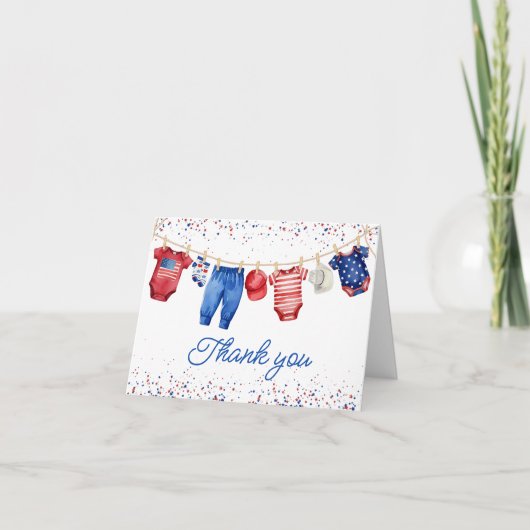 USA Patriotic All American Baby Rood Wit en Blauw Bedankkaart (Voorkant)
