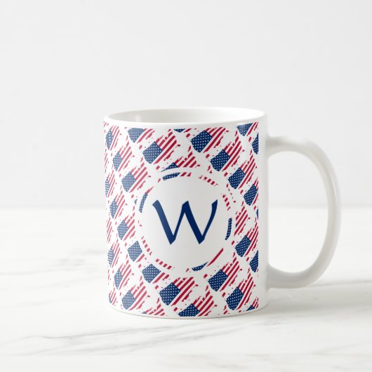 USA Patriotic Custom Monogram GOD BLESS AMERICA Koffiemok (Rechts)