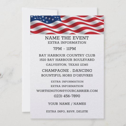 USA Patriotic Deco Kaart (Achterkant)