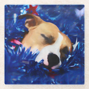 USA Patriotic Dog American Pit Bull Terrier Glazen Onderzetter