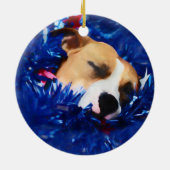 USA Patriotic Dog American Pit Bull Terrier Keramisch Ornament (Achterkant)