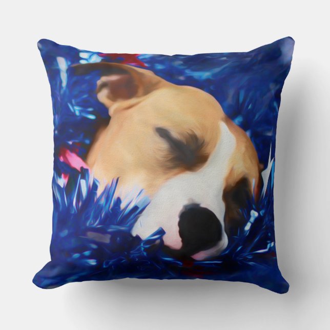 USA Patriotic Dog American Pit Bull Terrier Kussen (Voorkant)