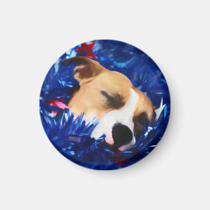 USA Patriotic Dog American Pit Bull Terrier Magneet