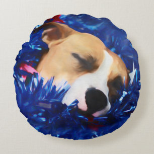 USA Patriotic Dog American Pit Bull Terrier Rond Kussen
