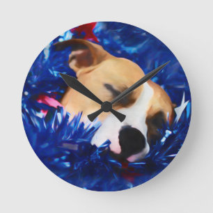 USA Patriotic Dog American Pit Bull Terrier Ronde Klok