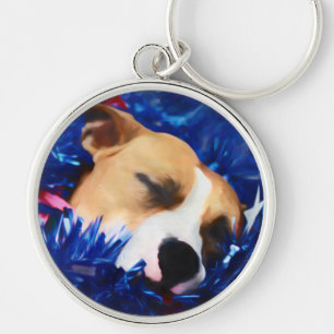 USA Patriotic Dog American Pit Bull Terrier Sleutelhanger