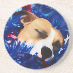 USA Patriotic Dog American Pit Bull Terrier Zandsteen Onderzetter