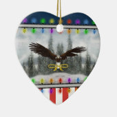 USA Patriotic Eagle Heart Kerstannament Keramisch Ornament (Rechts)