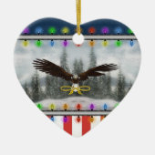 USA Patriotic Eagle Heart Kerstannament Keramisch Ornament (Voorkant)