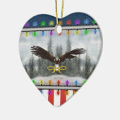 USA Patriotic Eagle Heart Kerstannament Keramisch Ornament (Links)