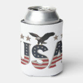 USA Patriotic Eagle + Sterren Vlag Ontwerp voor Pr Blikjeskoeler (Blikje Voorkant)