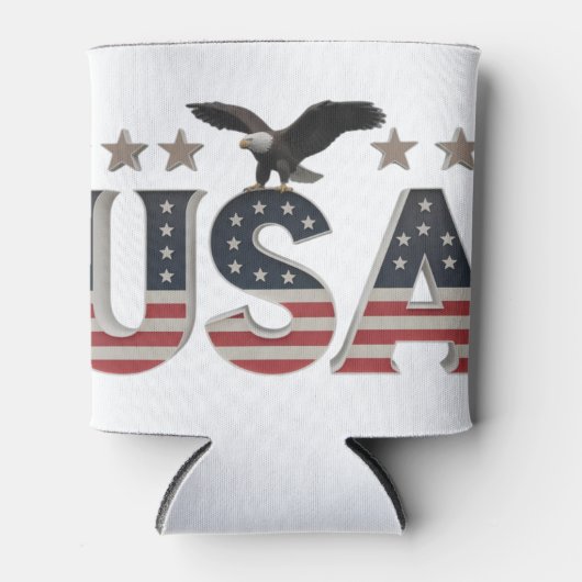 USA Patriotic Eagle + Sterren Vlag Ontwerp voor Pr Blikjeskoeler (Voorkant)