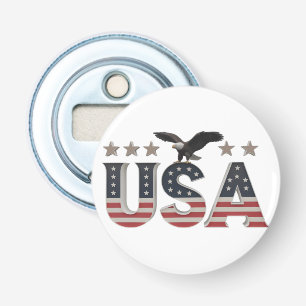 USA Patriotic Eagle + Sterren Vlag Ontwerp voor Pr Button Flesopener