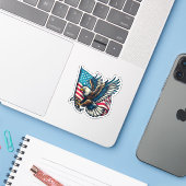USA Patriotic Eagle Sticker (Laptop met iPhone)