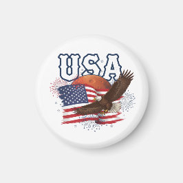 USA Patriotic Eagle with Mars Red Planet Design Magneet