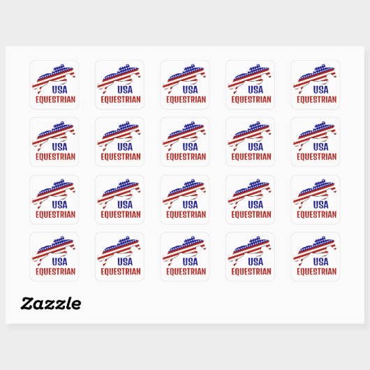 USA Patriotic Equestrian  Vierkante Sticker (Vel)