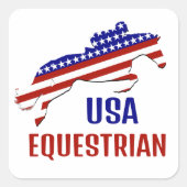 USA Patriotic Equestrian  Vierkante Sticker (Voorkant)