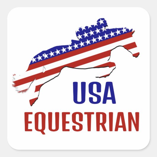 USA Patriotic Equestrian Vierkante Sticker (Voorkant)