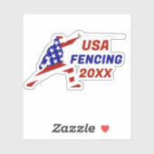 USA Patriotic Fencing En Garde Sports Sticker (Vel)