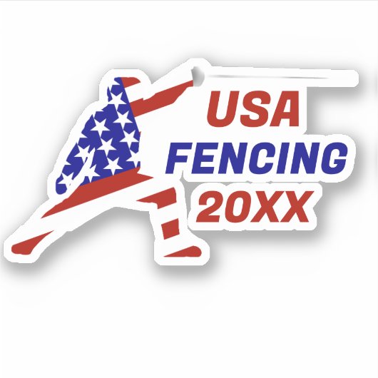 USA Patriotic Fencing En Garde Sports Sticker (Voorkant)