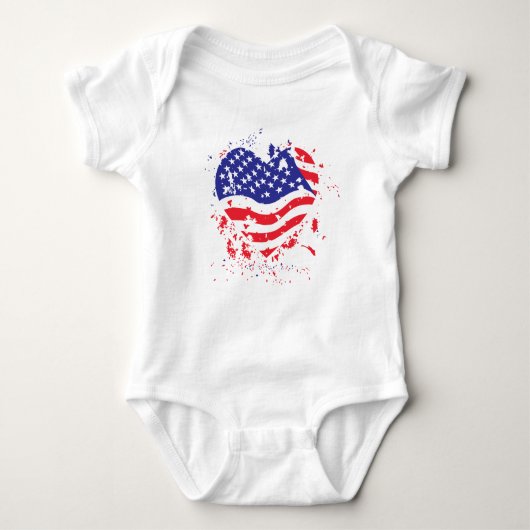 USA Patriotic Flag Heart Romper (Voorkant)