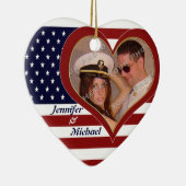 USA Patriotic Flag Heart Your Photo Ornamenent Keramisch Ornament (Rechts)