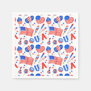 USA Patriotic Flag Paper Napkin Servet