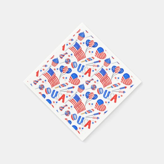 USA Patriotic Flag Paper Napkin Servet (Hoek)