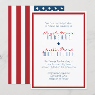USA Patriotic Flag Wedding 2 Kaart