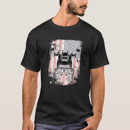 USA Patriotic FlagTravel Off Road Biker Trial Adve T-shirt (Voorkant)