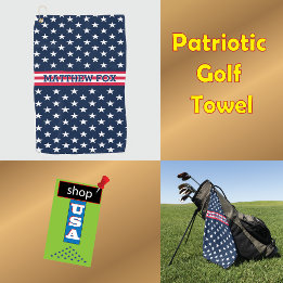 USA Patriotic Golfer ⭐ Stars & Stripes Monogram Golfhanddoek