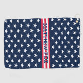 USA Patriotic Golfer ⭐ Stars & Stripes Monogram Golfhanddoek (Horizontaal)