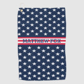 USA Patriotic Golfer ⭐ Stars & Stripes Monogram Golfhanddoek (Voorkant)