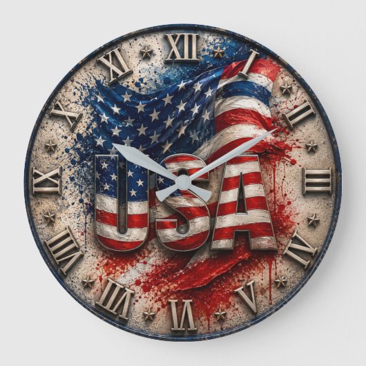 USA Patriotic Independence Day Decor Grote Klok (Voorkant)