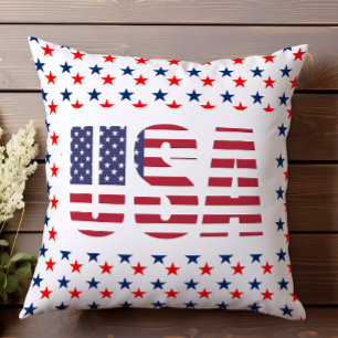 USA Patriotic julred White Blue Stars Kussen