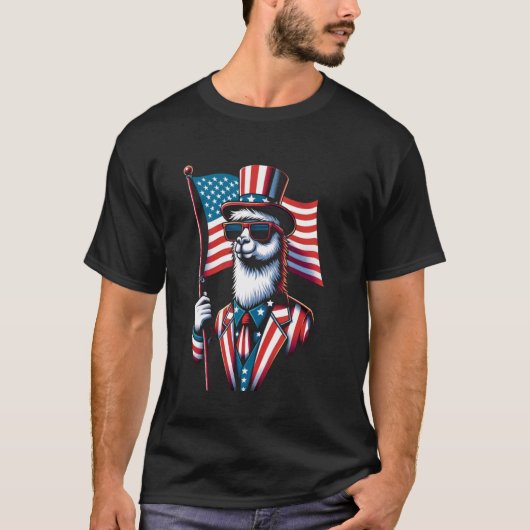 USA Patriotic Llama Cute Animal Lovers Funny Ameri T-shirt (Voorkant)