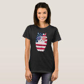 USA Patriotic Llama US Flag Glasses 4 juli Alpa T-shirt (Voorkant volledig)