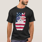 USA Patriotic Llama US Flag Glasses 4th Alp T-shirt (Voorkant)